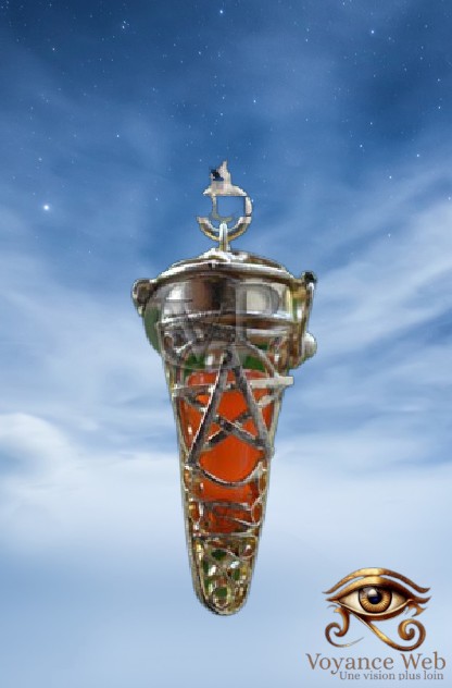 Pendule cône pentagramme + 7 pierres